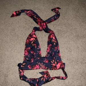 Free People Floral Halter Top - Pink and Black